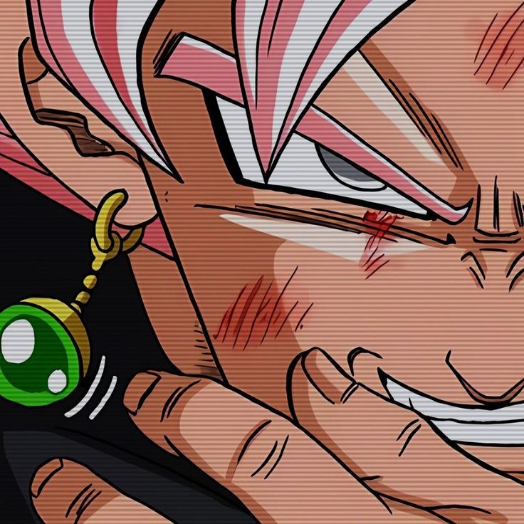 an anime character with pink hair and piercings on his face holding a green ball