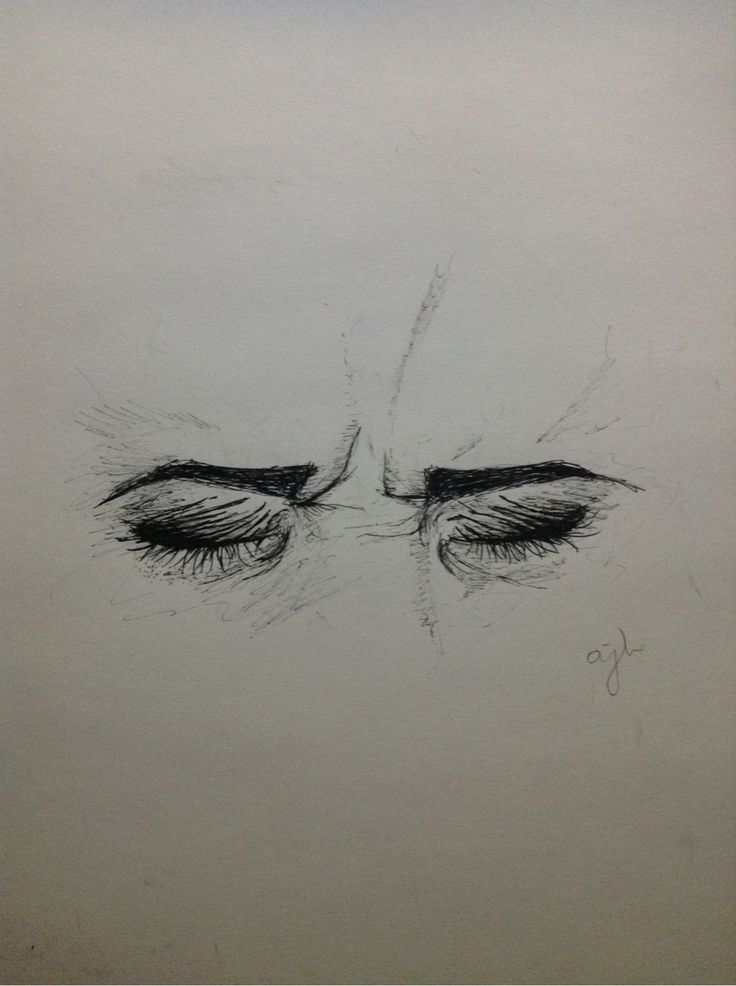 a drawing of an eye with long lashes