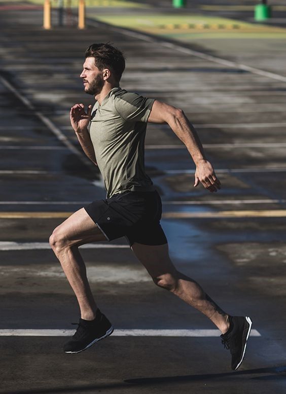 a man is running on the street