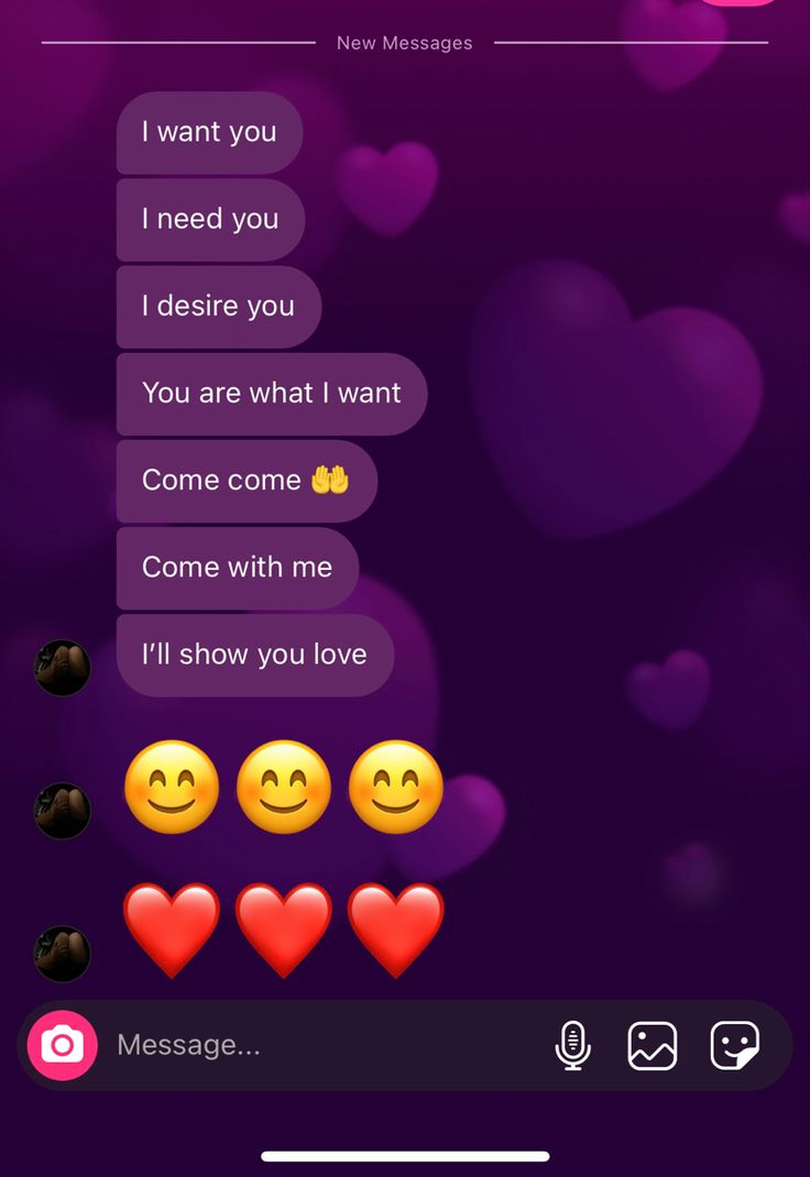 an emoticive text message with hearts on the screen, and two emoticions in the background