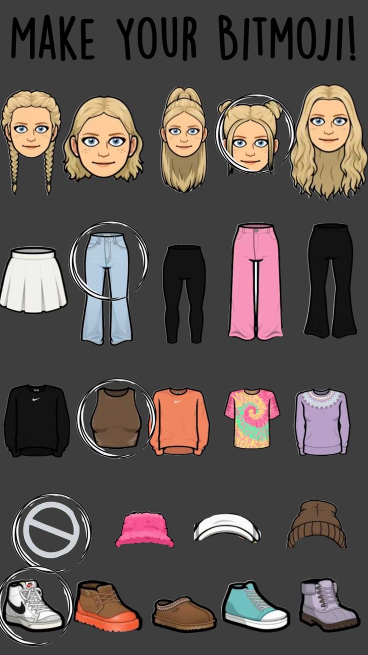 an image of clothes and shoes with the words make your bitmoji