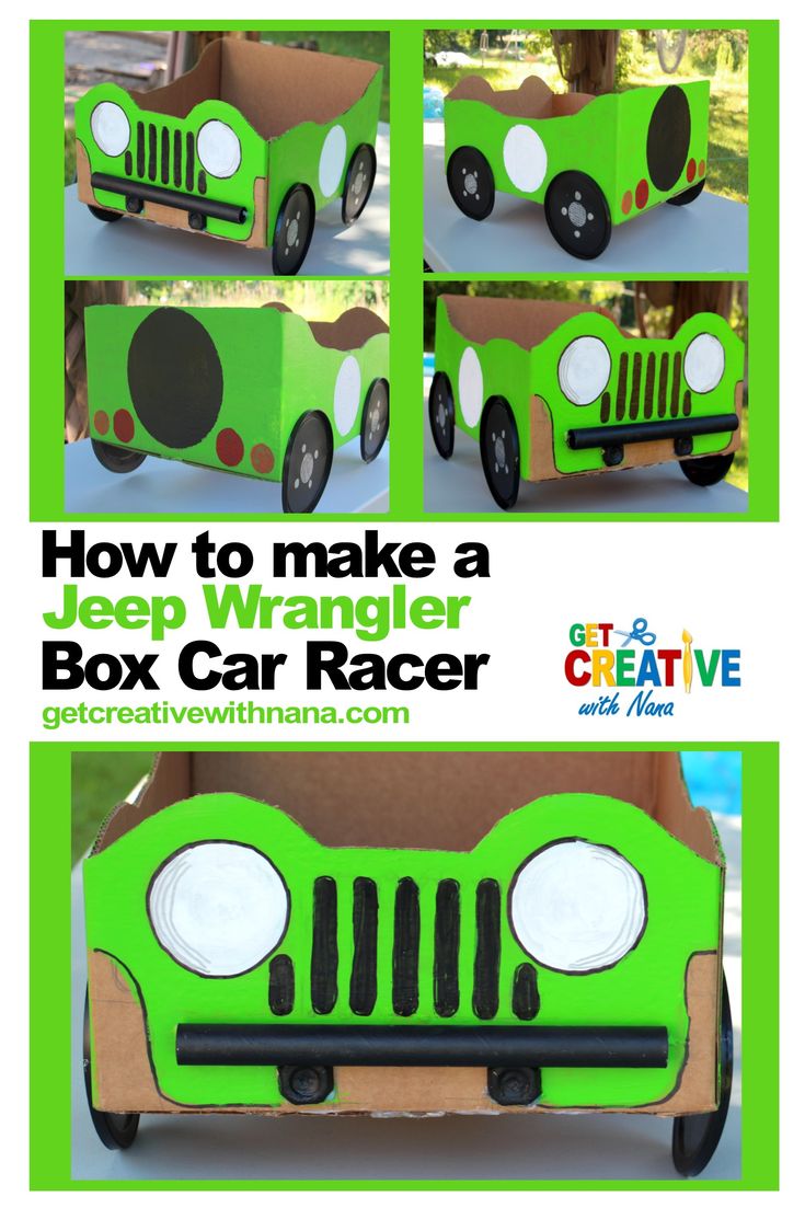 the instructions for how to make a jeep box car racer with cardboard and foam