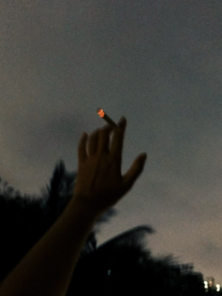 a person holding their hand up in the air with a lit candle on top of it