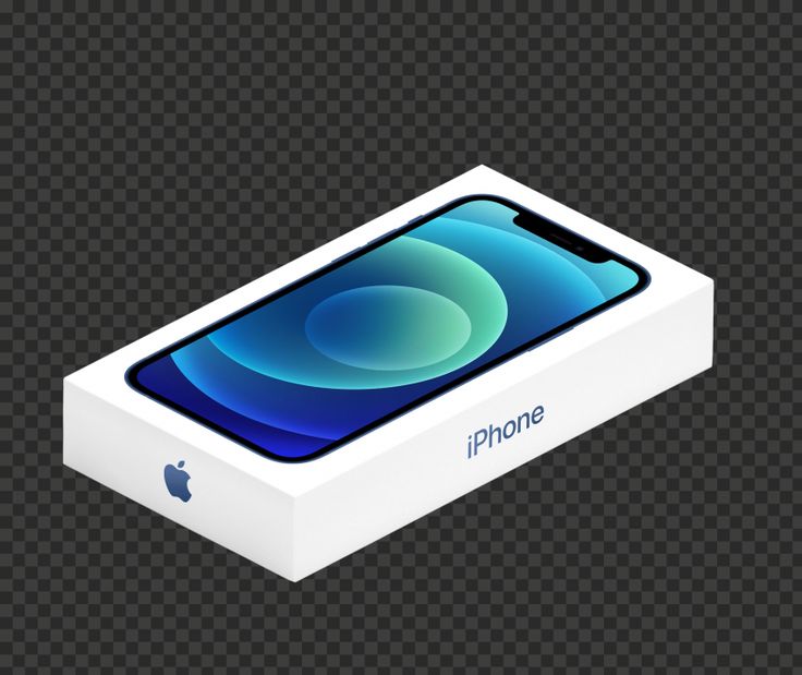 an iphone box on a dark background with the phone in it's front view