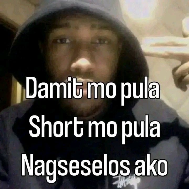 a man in a hoodie is making a funny face with his hand and the words don't mo pula short no pula nageselos alo ako