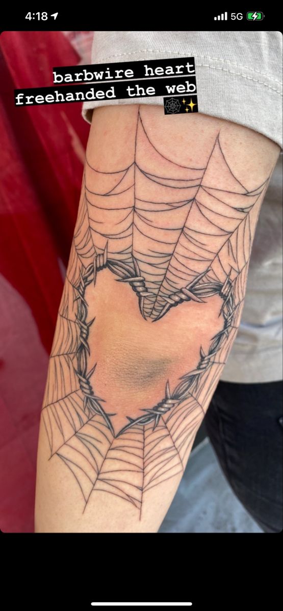 a person with a spider web tattoo on their arm