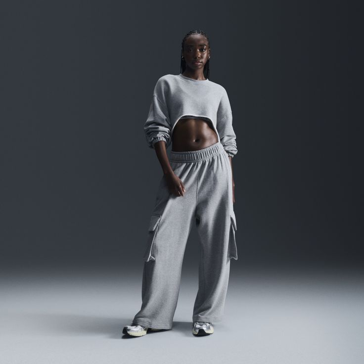 Call them drapey or call them slouchy—these pants are that and more. They’re crafted with unbrushed French terry cotton for breathability and an oversized fit for a laid-back look. Elevated Athleisure, Oversized Sporty Sweats In French Terry, Oversized Nike Athleisure Activewear, Oversized Cotton Activewear, Comfy Oversized Streetwear Activewear, Oversized Cotton Sportswear Activewear, Sporty Set, Womens Matching Sets, Nike Sportswear Women