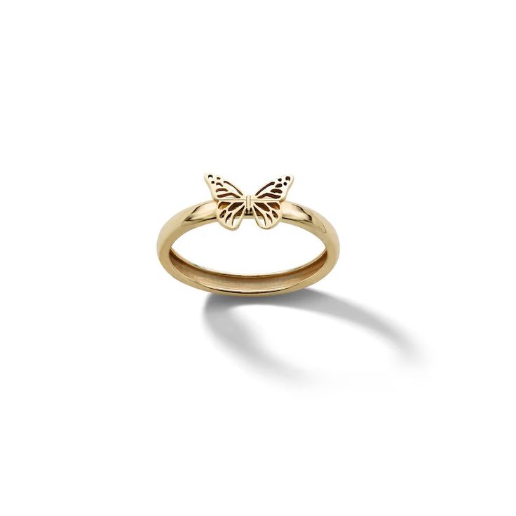 ​​​​​​​10K Solid Gold Butterfly Shank Ring - Size 7.5 | Banter Bird Rings, White Gold Hoops, Bold Rings, Butterfly Ring, Gold Butterfly, Jewelry Inspo, Pretty Jewellery, Lab Created Diamonds, Silver Diamonds