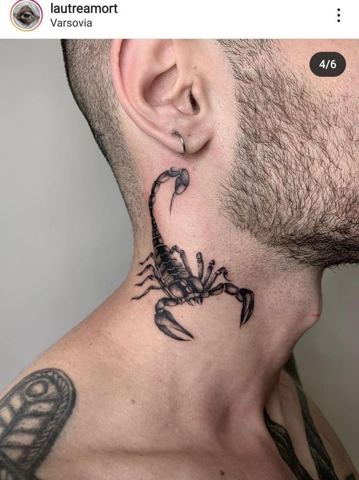 a man with a scorpion tattoo on his neck