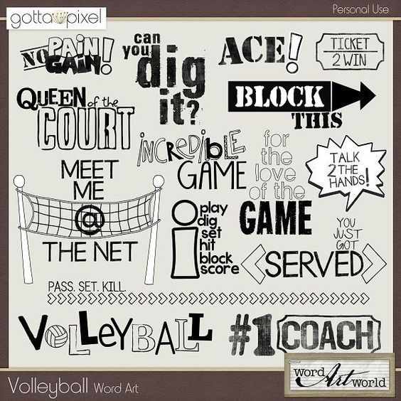 volleyball word art is shown in black and white with the words volleyball written on it