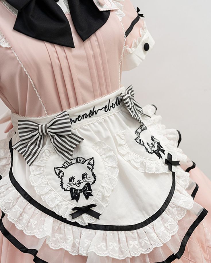 👗Maid Lolita dress with a bow tie and charming bowknot details, 3 color available. 🥳Matching with apron, hat, scarf, KC, cuffs and badge. 👉Search' AS-D-060' on devilinspired.com #devilinspired #maid #maiddress #maidlolita #lolitacoord #eglcommunity Cafe Uniform, Maid Cafe, Dress With A Bow, Waitress Apron, Cat Cafe, Cafe Menu, Maid Dress, Hat Scarf, Lolita Dress