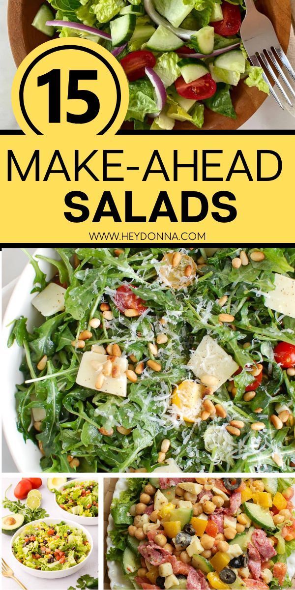 make-ahead salads Healthy Salad For Party, Big Green Salad Recipe, Healthy Gathering Foods, Healthy Salads That Keep Well, Salad Bar Salad Recipes, Salad Grocery List, Salads You Can Make The Day Before, Salad For Lunch Make Ahead, Make Ahead Chopped Salad