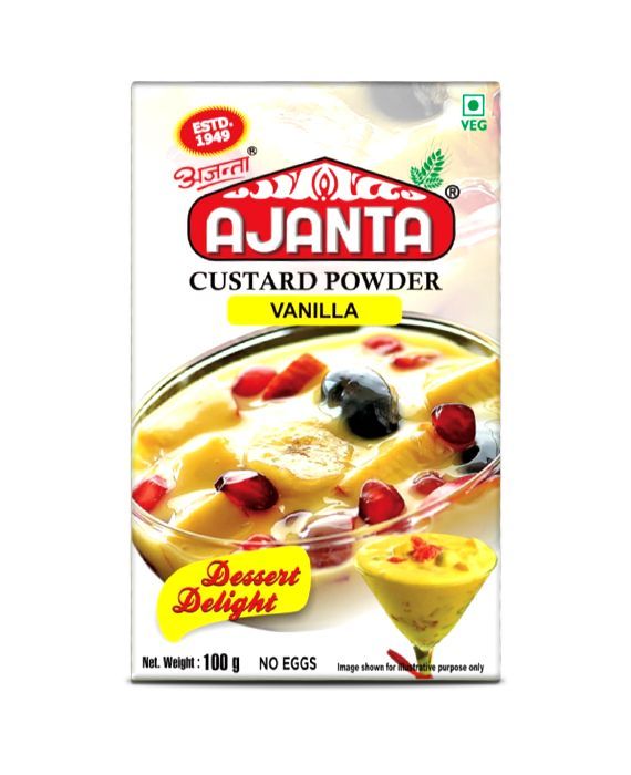 ajantaa custard powder vanilla with blueberries, raspberries and oranges