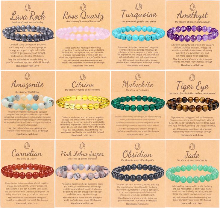 PRICES MAY VARY. ❥Beaded Bracelets Set❥- There are 12 PCS 8mm gemstone bracelets in a pack, including the best healing stone bracelets such as obsidian bracelet, amethyst bracelet, tiger eye bracelet, rose quartz bracelet, amazonite bracelet, lava rock bracelet,red agate bracelet,etc. Each crystal bracelets for women men has a special spirituality, bringing you different energy healing effects. Send your love and blessings to your family and friends with this energy bracelet filled with your lov Stone Beaded Bracelets, Web Ideas, Jump Ring Jewelry, Lava Rock Bracelet, Healing Gemstone Bracelets, Obsidian Bracelet, Amazonite Bracelet, Stone Bracelets, Rose Quartz Bracelet