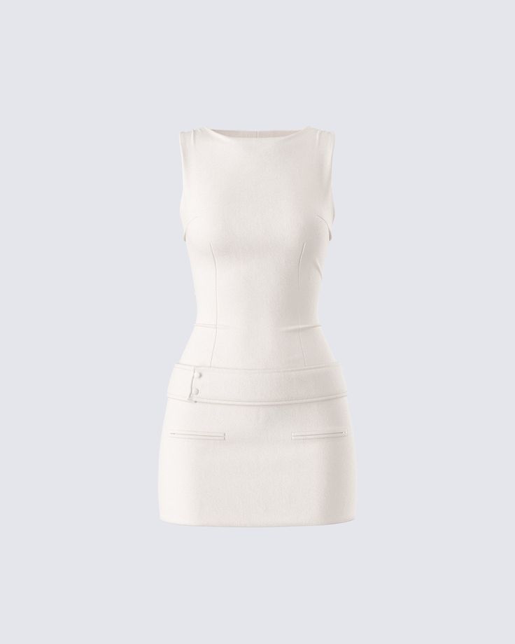 Nothing compares to a baddie in a put together look 🤍 Made from plain weave fabric and complete with a bodycon style, a wide belt, and a boat neckline - this ivory micro mini dress will make it clear that you did not come to mess around 👏 Fall Mini Skirt Outfit, Fall Dinner Outfit, Fall Mini Skirt, Internship Outfit, Classy Dresses, Bodycon Style, Welcome To The Future, Dinner Outfit, Black Off Shoulder