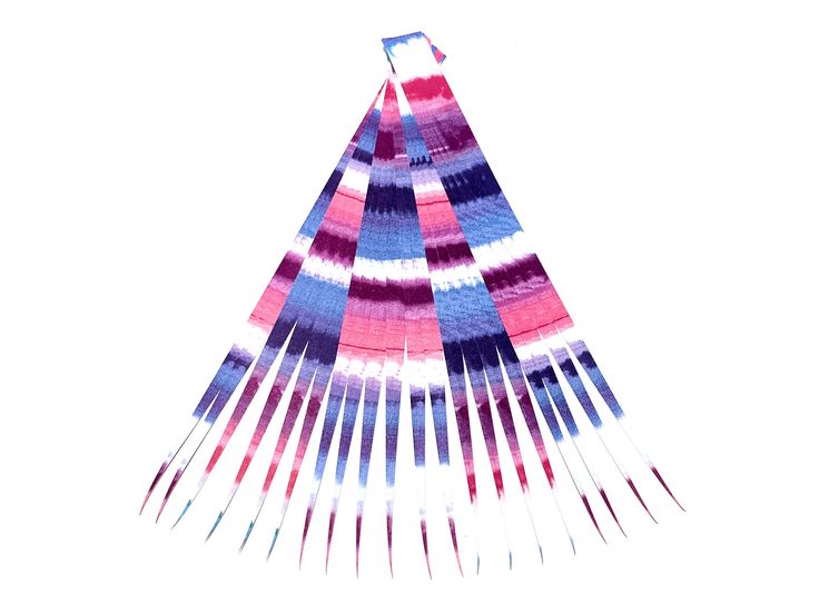 a multicolored scarf with fringes is shown on a white background, it appears to be made out of yarn