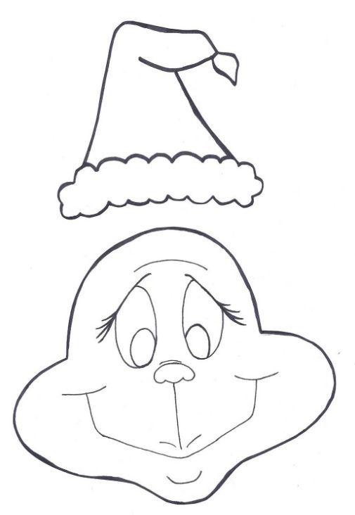 a drawing of a person wearing a santa hat with one eye open and the other half closed