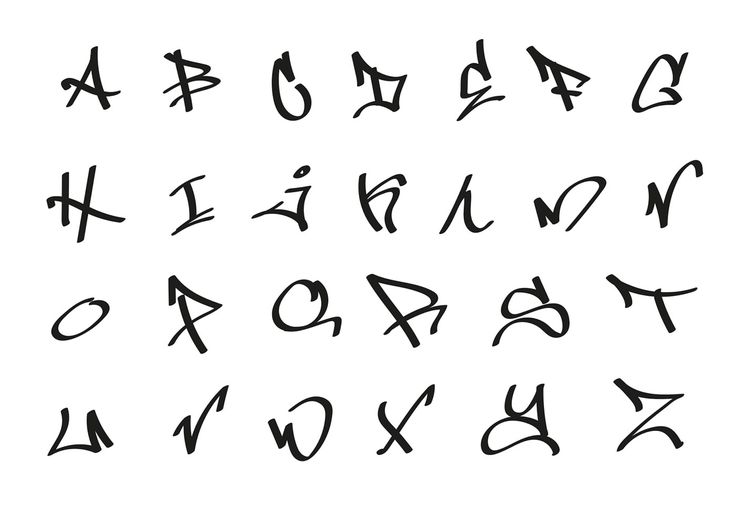 the alphabet is drawn with black ink