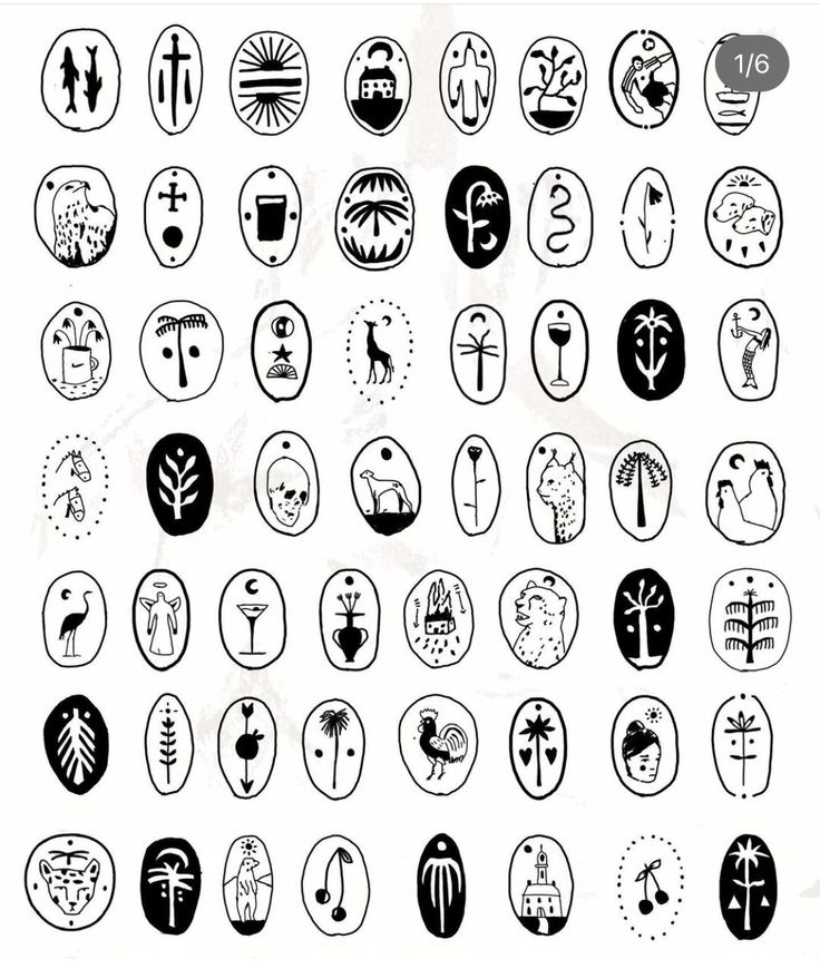 an image of various symbols in black and white