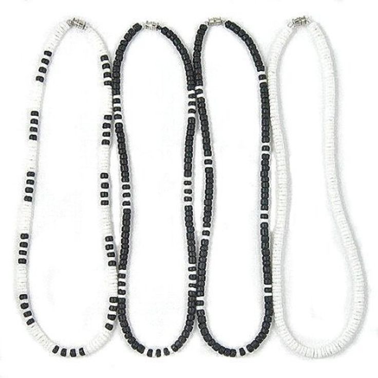 PRICES MAY VARY. 17" inch (4 Pack) Mens and Womens Size Is Selectable. If You Want To Make Sure That You Have The Right Length For Your Necklace Just Add 1" to 2" To Your Shirt Collar Size, So It Will Fit Properly. 5mm (3/16") Choice Black Coco Beads From Coconuts and White Clam Heishe Ark Shells Hand Picked and Hand Sorted From Our Beaches in the Philippines. Not For Water Use. Contains No Animal Parts. Hand-Crafted in Our Tropical Jewelry Shop by Our Native Island Artisans in the Philipines. A Necklaces For Girlfriends, Novelty Jewelry, Surf Party, Tropical Jewelry, Puka Shell Necklace, Necklace Cat, Surfer Necklace, Beach Necklaces, Puka Shell