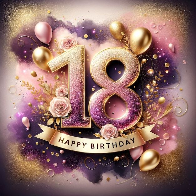 Happy 18th Birthday Girl, Pink And Gold Balloons, Birthday Images Hd, Happy 18th Birthday, Birthday Prayer, Happy Birthday 18th, Peace Scripture, Birthday Wishes Flowers, Birthday Greetings Friend