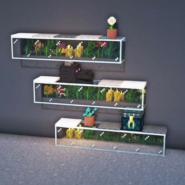 the shelves are made out of legos and have plants growing in them on them