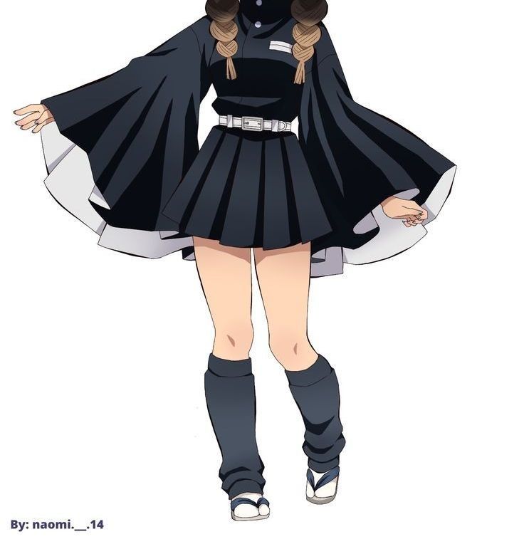 an anime character with long hair wearing a black dress and knee high boots, standing in front of a white background