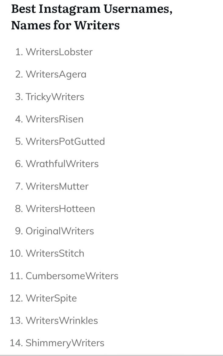 the best instagram user names for writer's