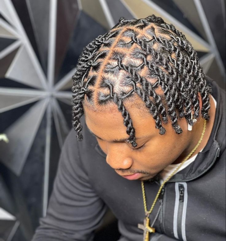 Twist Locks Hairstyles For Men, Braided Tapered Hairstyles Men, Twist On Natural Hair Men, Two Strand Twist Men With Beads, Rope Twist Men Short Hair, Twist On Boys Hair Short, Hairstyles For Men Twist, Men’s Twist With Fade, Two Strand Twist Men Dreads Short