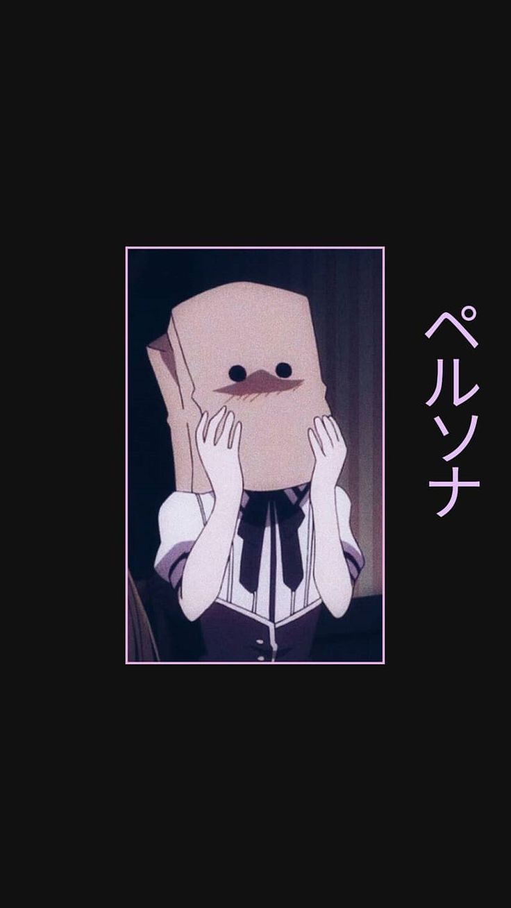 an anime character is covering his face with their hands