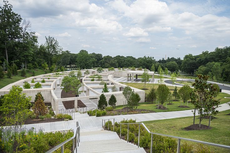 an outdoor park with stairs leading up to the top