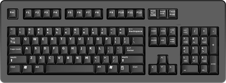 a computer keyboard with a red arrow pointing to the left side of the key board