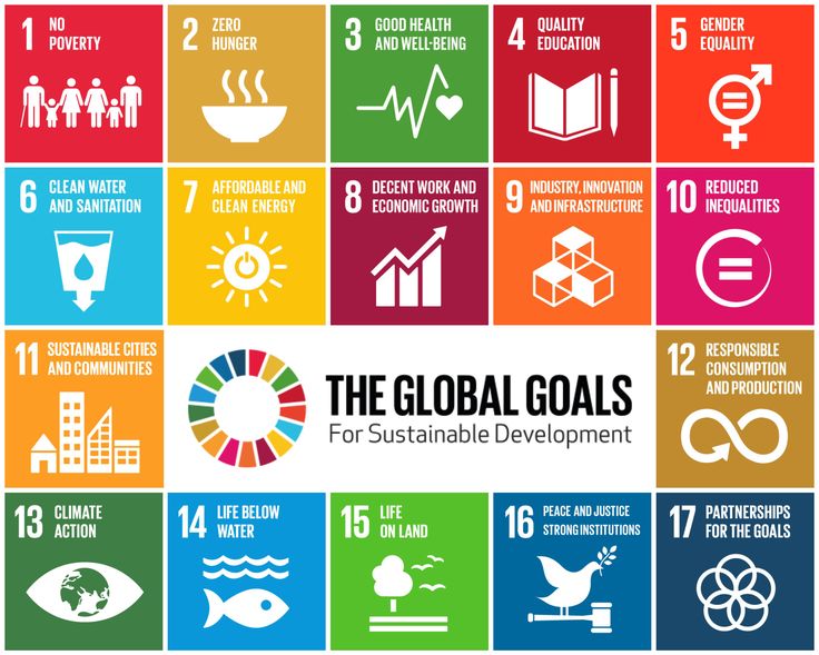 the global goals for sustainable development are shown in this graphic illustration, with different colors and symbols