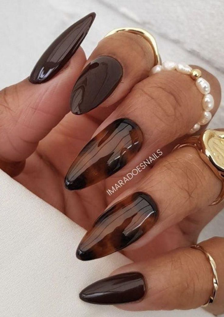 Nails Autumn, November Nails, Smink Inspiration, Animal Nails, Makijaż Smokey Eye, Nail Idea, Oval Nails, Brown Nails, Autumn Nails