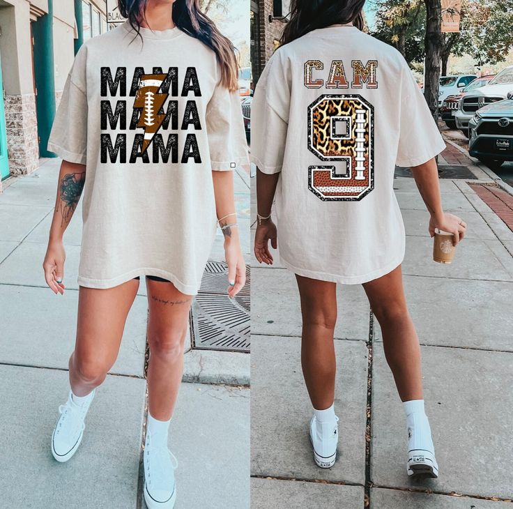 "This cute Personalized Football Mom Shirt is perfect to wear for your child as a Custom Game Day Mama Football Tee, comes with the cutest leopard print football design letters and numbers! These personalized mom jersey shirts make wonderful gifts to show such proud support including her customized kid's football Name & Number on the back of your football Game Season Shirt! Any Game day Sports Mom would love this football game day Tee! * This is a normal Unisex size Bella Canvas 3001 T-Shirt * F Baseball Team Gift, Sports Mom Gifts, Basketball Mom Shirts, Baseball Mom Shirt, Number Shirt, Baseball Mama, Football Mom Shirts, Aunt Shirts, Bride Shirt