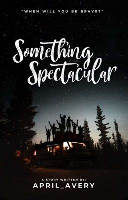 an advertisement for something spectacular with people standing on top of a truck in the dark