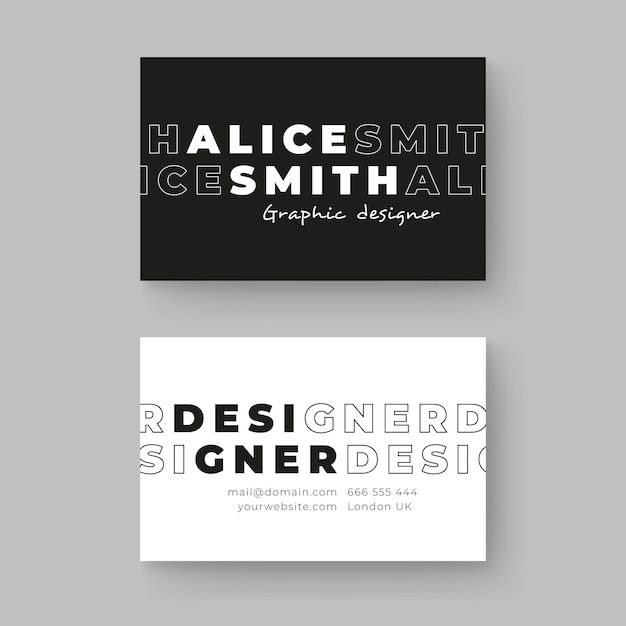 two business cards with the words alice smith, george design and graphic designer on them