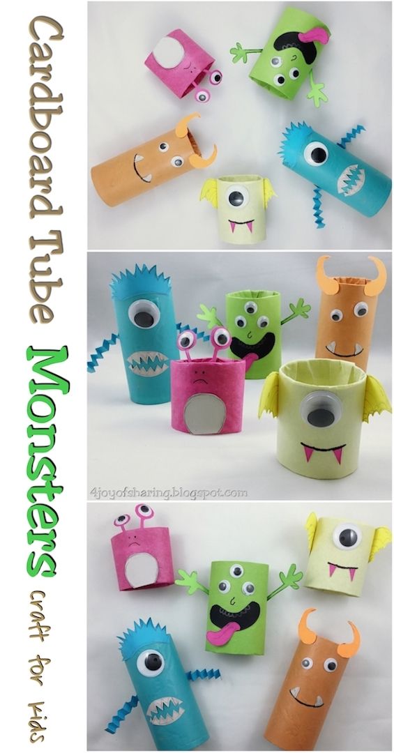 four different pictures of toilet paper monsters