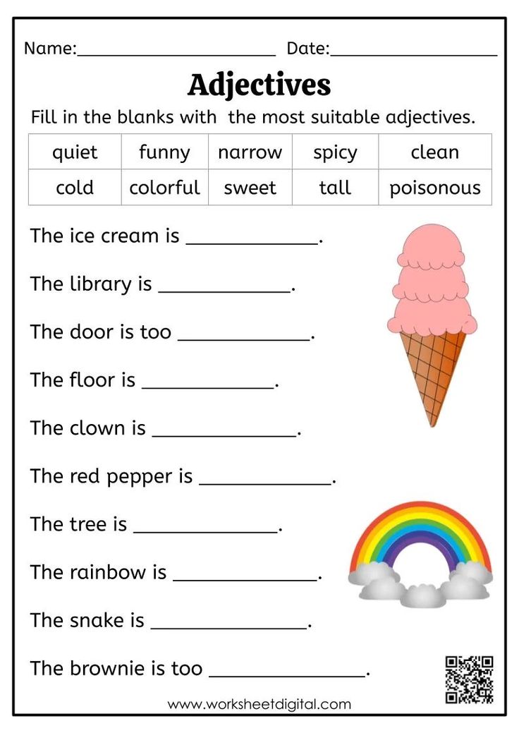 an ice cream cone and rainbows worksheet for grade 1 students to practice reading