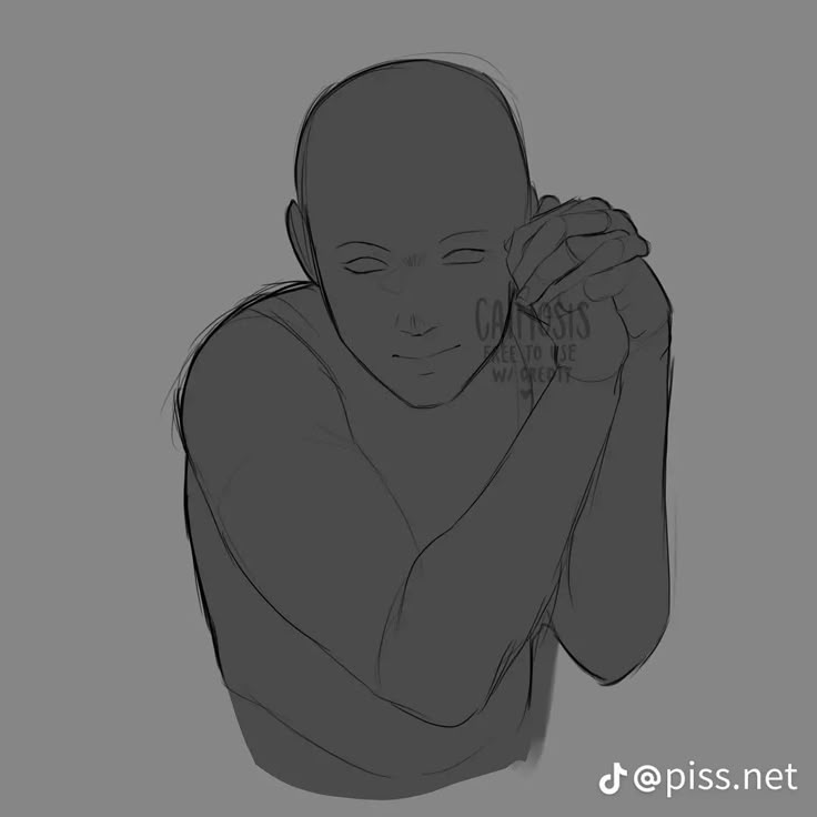 a drawing of a man with his hands on his head