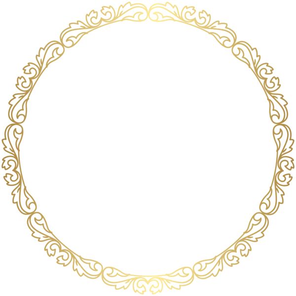 a circular gold frame with ornate scrolls