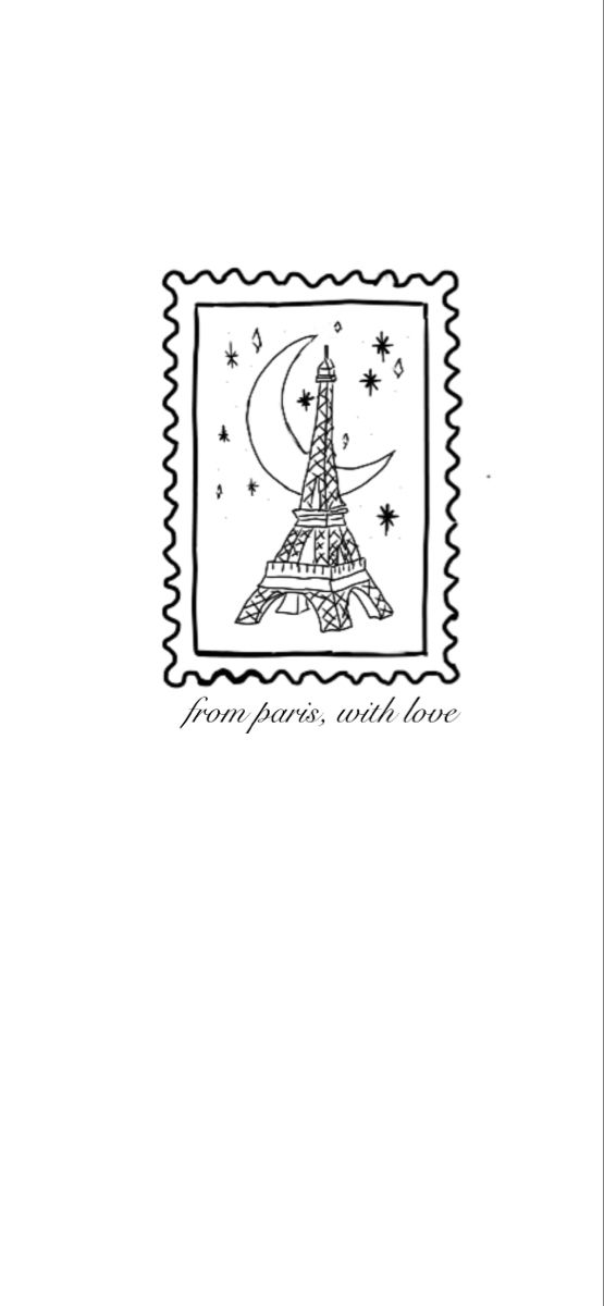 a stamp with the eiffel tower on it's front and bottom corner