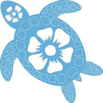 a blue turtle with flowers on it's shell is shown in the shape of a flower