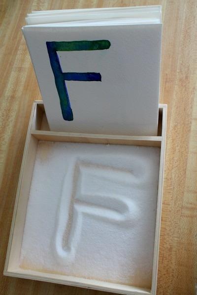 an open box with the letter f in it