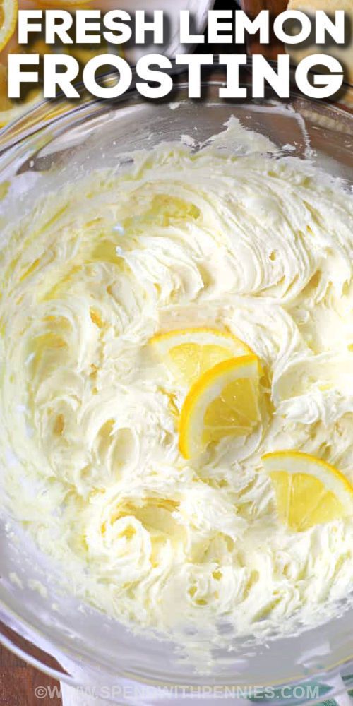 fresh lemon frosting in a glass bowl