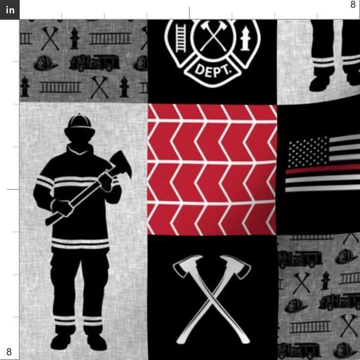 the fire department is depicted in this quilt