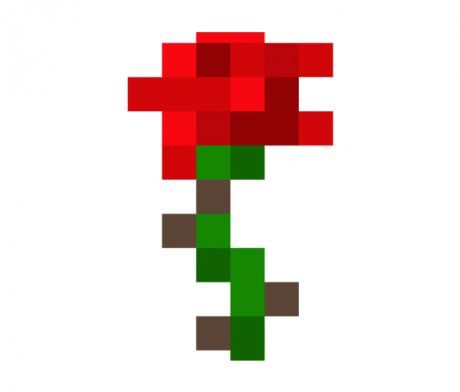 an image of a red flower that is pixelated in the style of minecraft