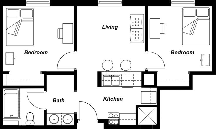 the floor plan for a two bedroom apartment