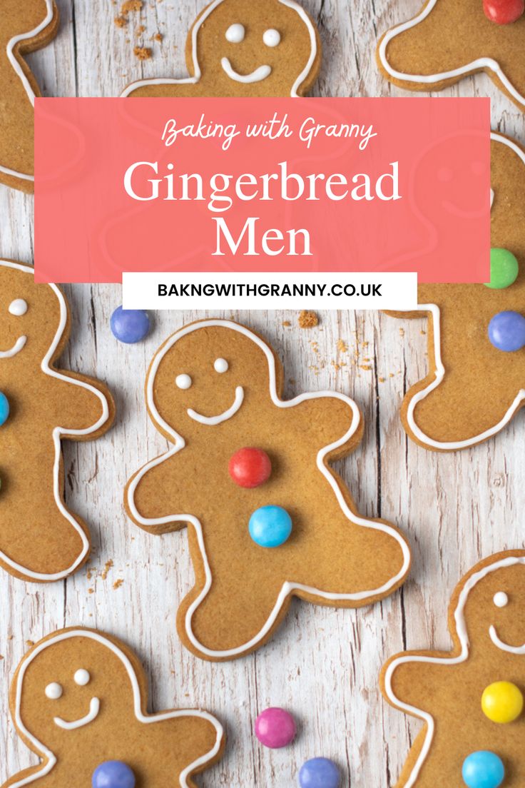 gingerbread cookies with candy on top and the words baking with granny