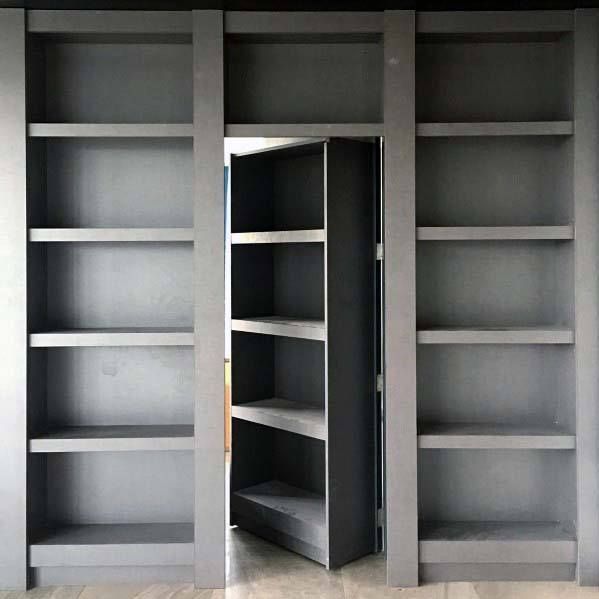 an empty bookcase with no doors in the middle and shelves on both sides that are open